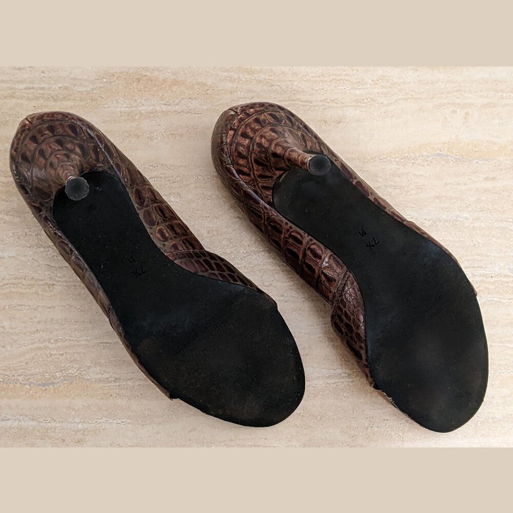 DONALD J PLINER Peep toe  Animal Croc Print D'Orsay Pumps Made in Italy - Picture 4 of 4